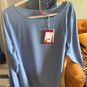 NWT Marina Rinaldi Sky Blue Boatneck Long-Sleeve Top